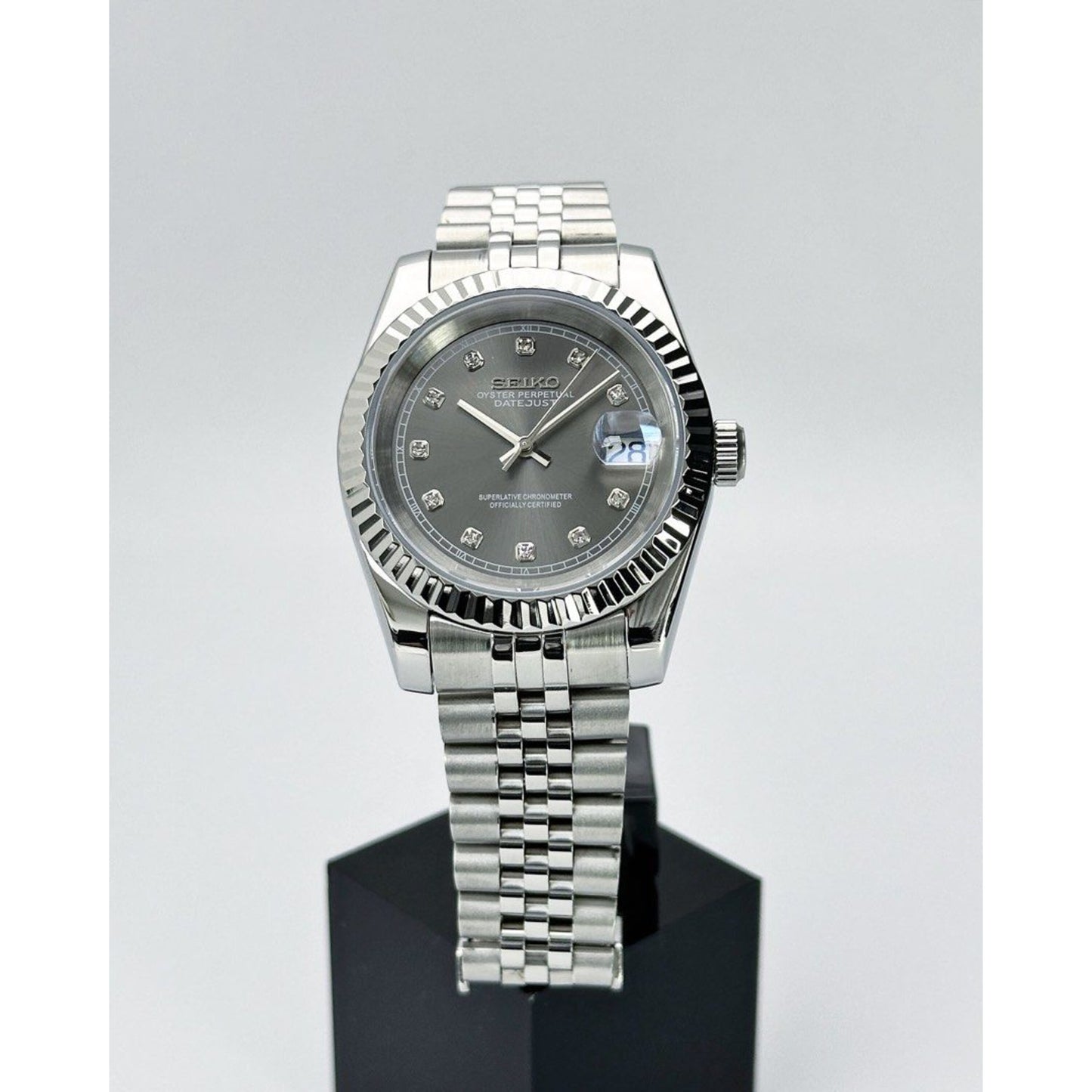 Seiko Datejust Mod ‘Rhodium Dial’ w/Diamonds 36/39