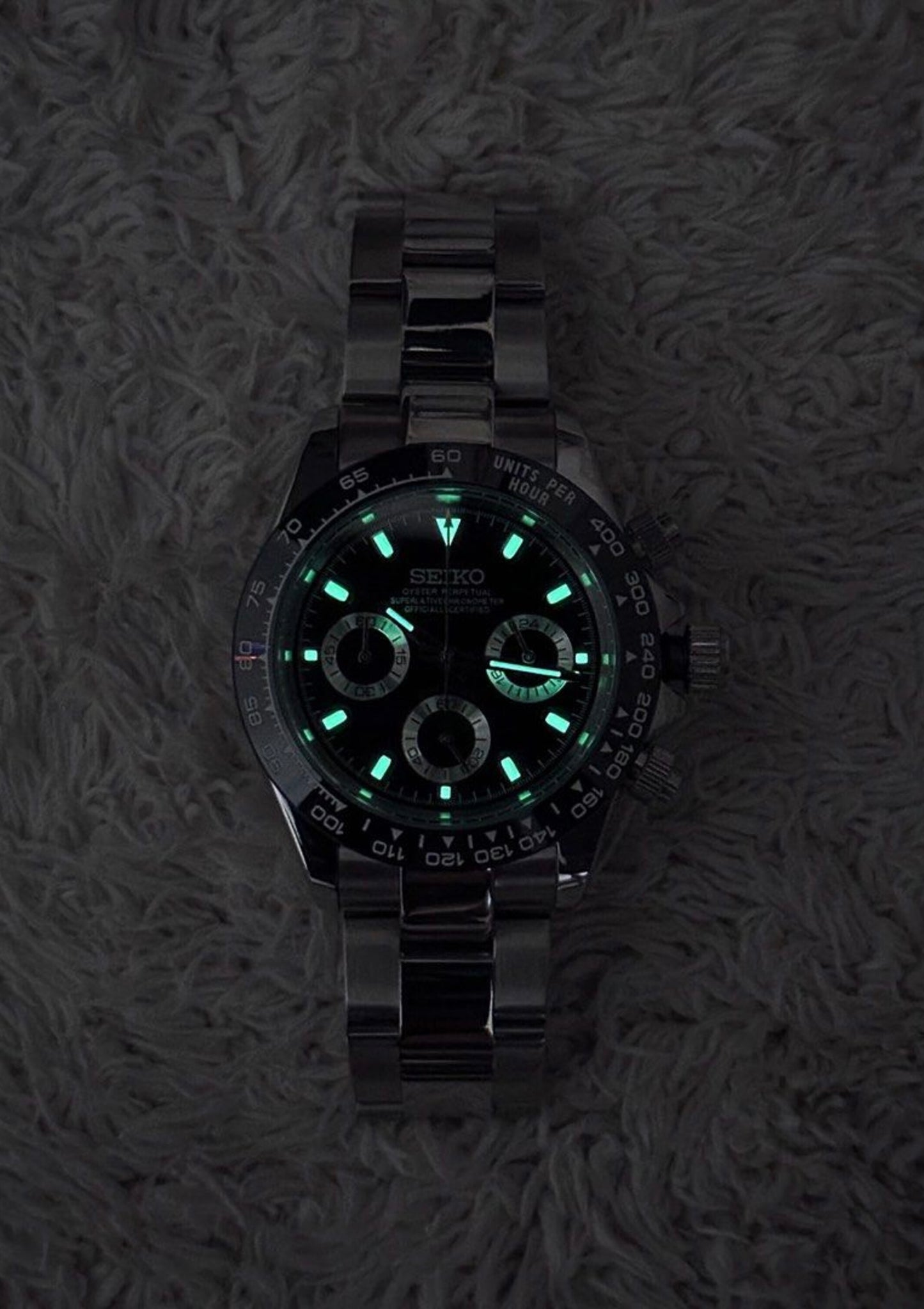 Seiko Daytona Steel Black Dial 40
