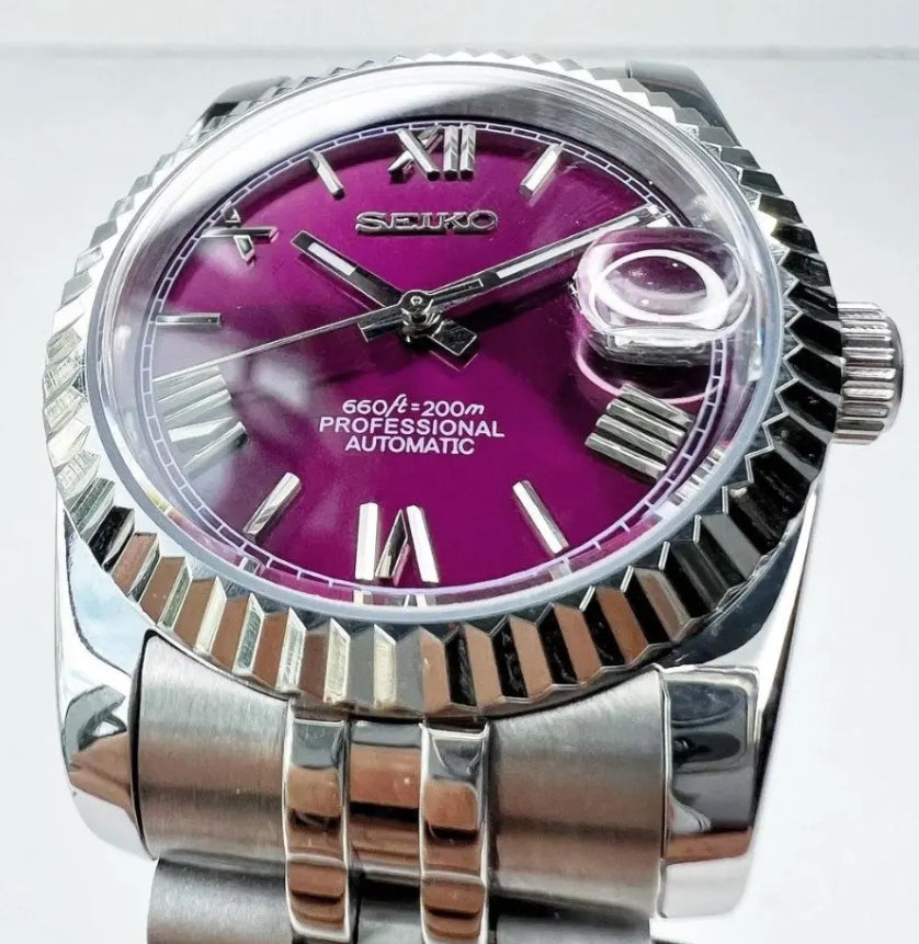 Burgundy Dial Seiko Datejust Mod 36/39