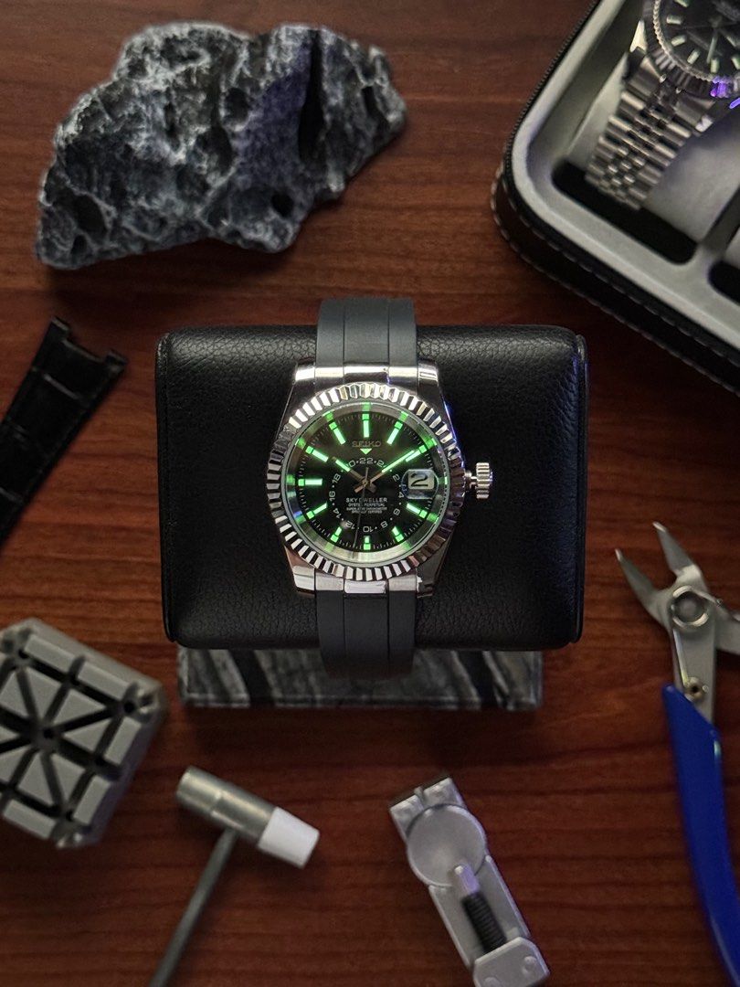 Seiko Sky-Dweller Mod ‘Steel Black Dial/ Oyster-flex Strap’ 40
