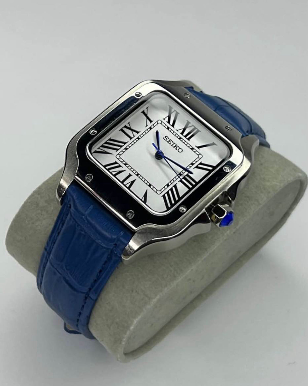 Seiko Santos Mod ‘Classic White Dial’ 39 (Blue Leather Strap)