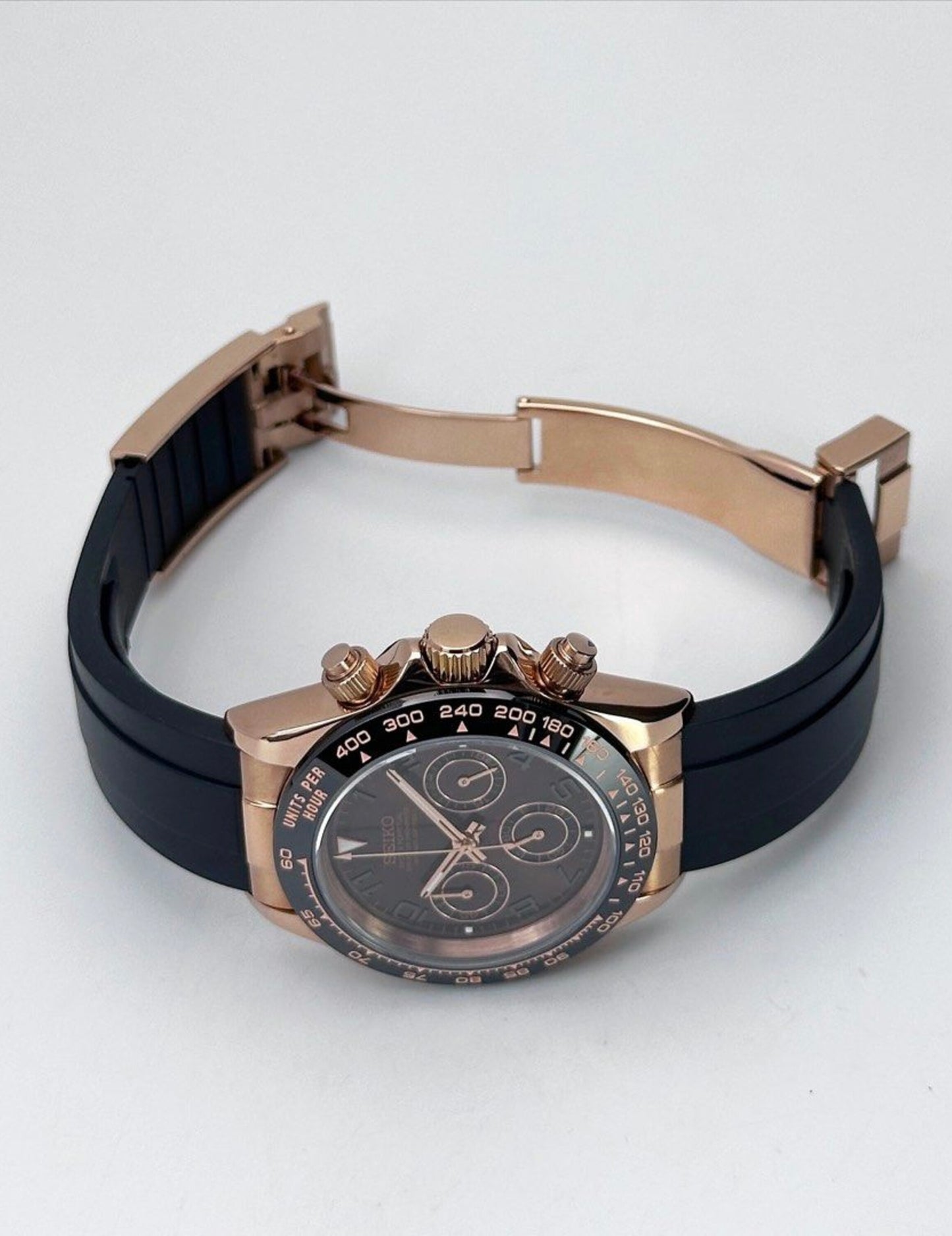 Seiko Daytona Mod ‘Rose Gold Chocolate’ Oyster-flex 40