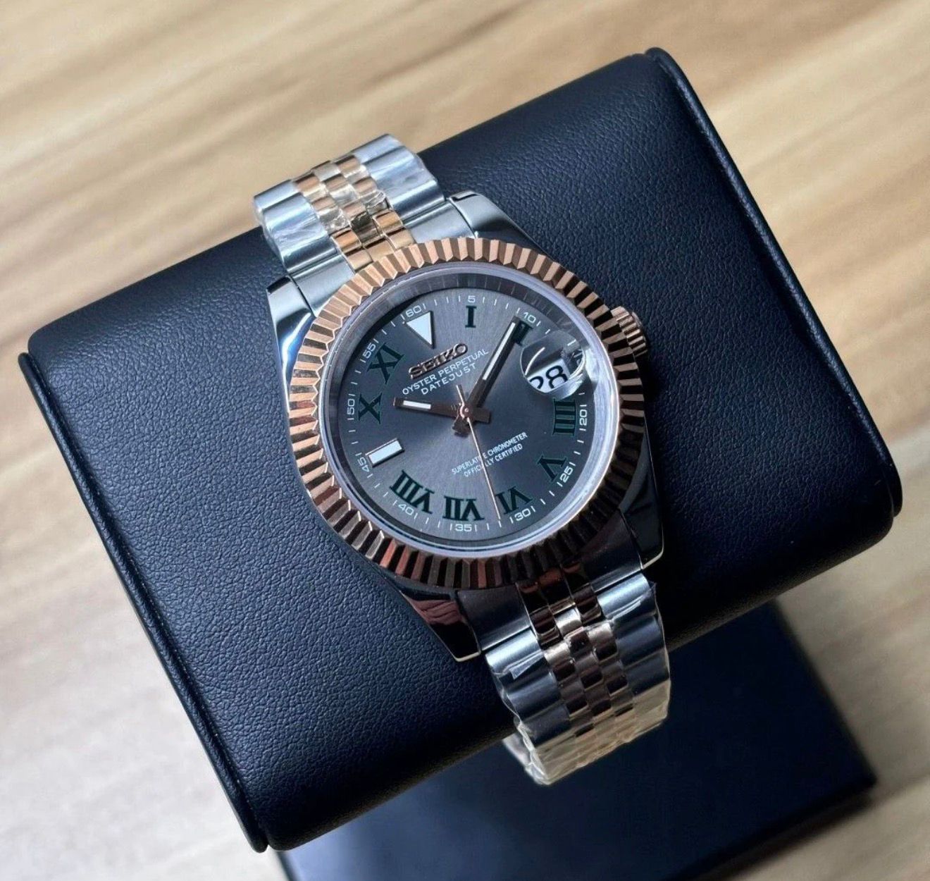 Seiko Date-just mod Rose Gold ‘Wimbledon Dial’ 36/39