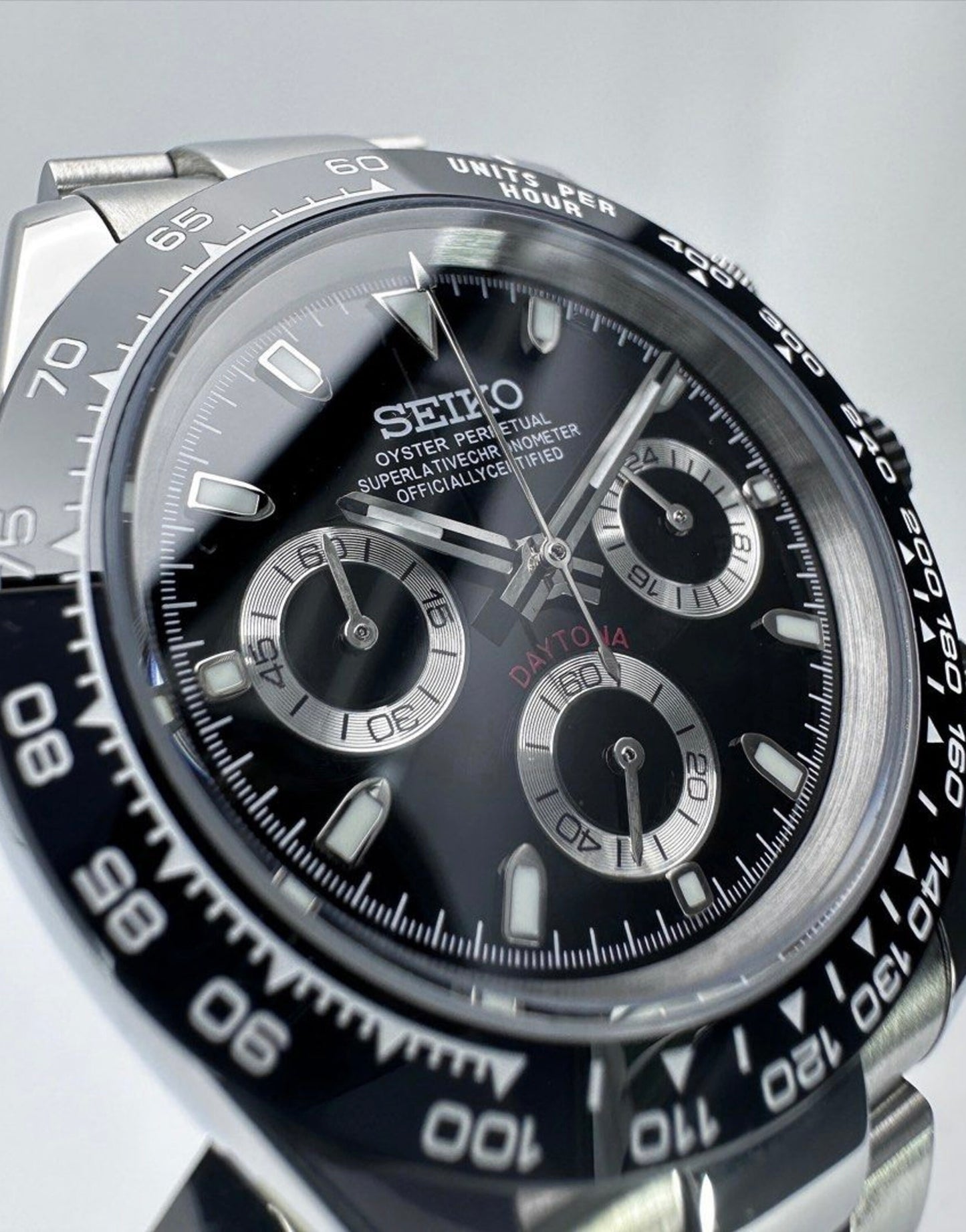 Seiko Daytona Steel Black Dial 40