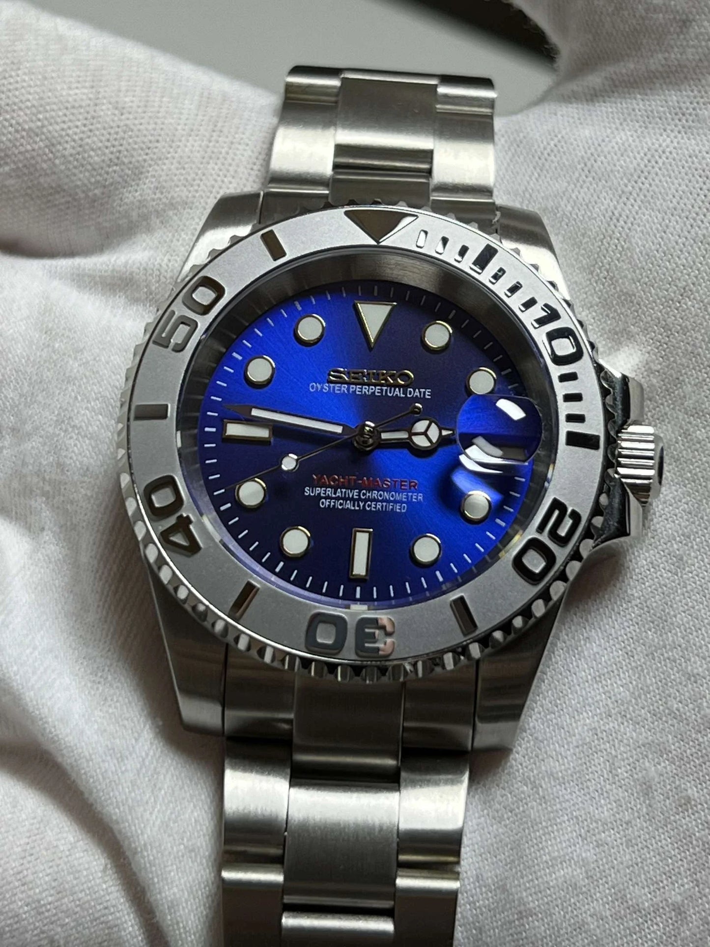 Seiko Steel Yachtmaster Blue Dial Mod