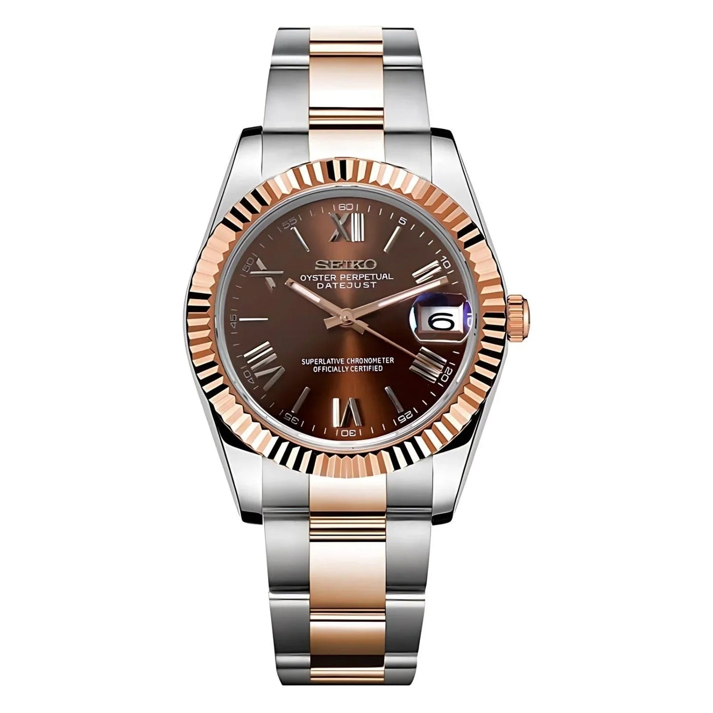 Roman Chocolate Dial Seiko Date-just