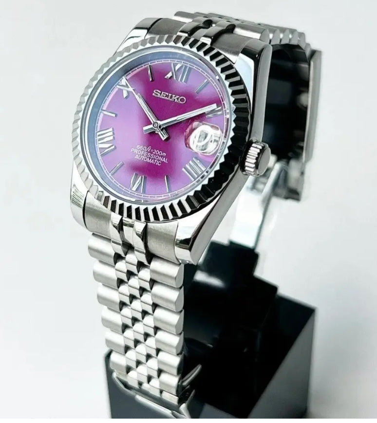 Burgundy Dial Seiko Datejust Mod 36/39