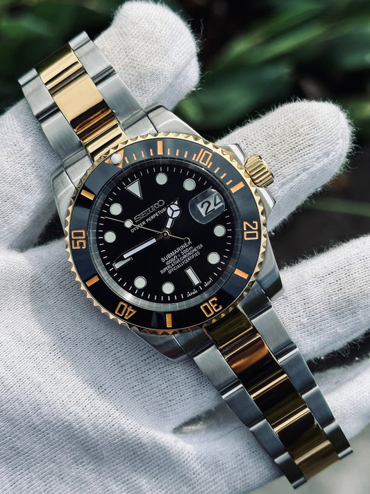 Seiko Submariner Mod ‘Gold 2-tone Black Dial’ 40