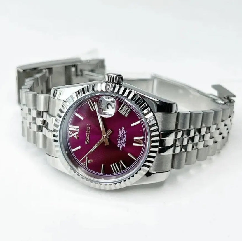 Burgundy Dial Seiko Datejust Mod 36/39