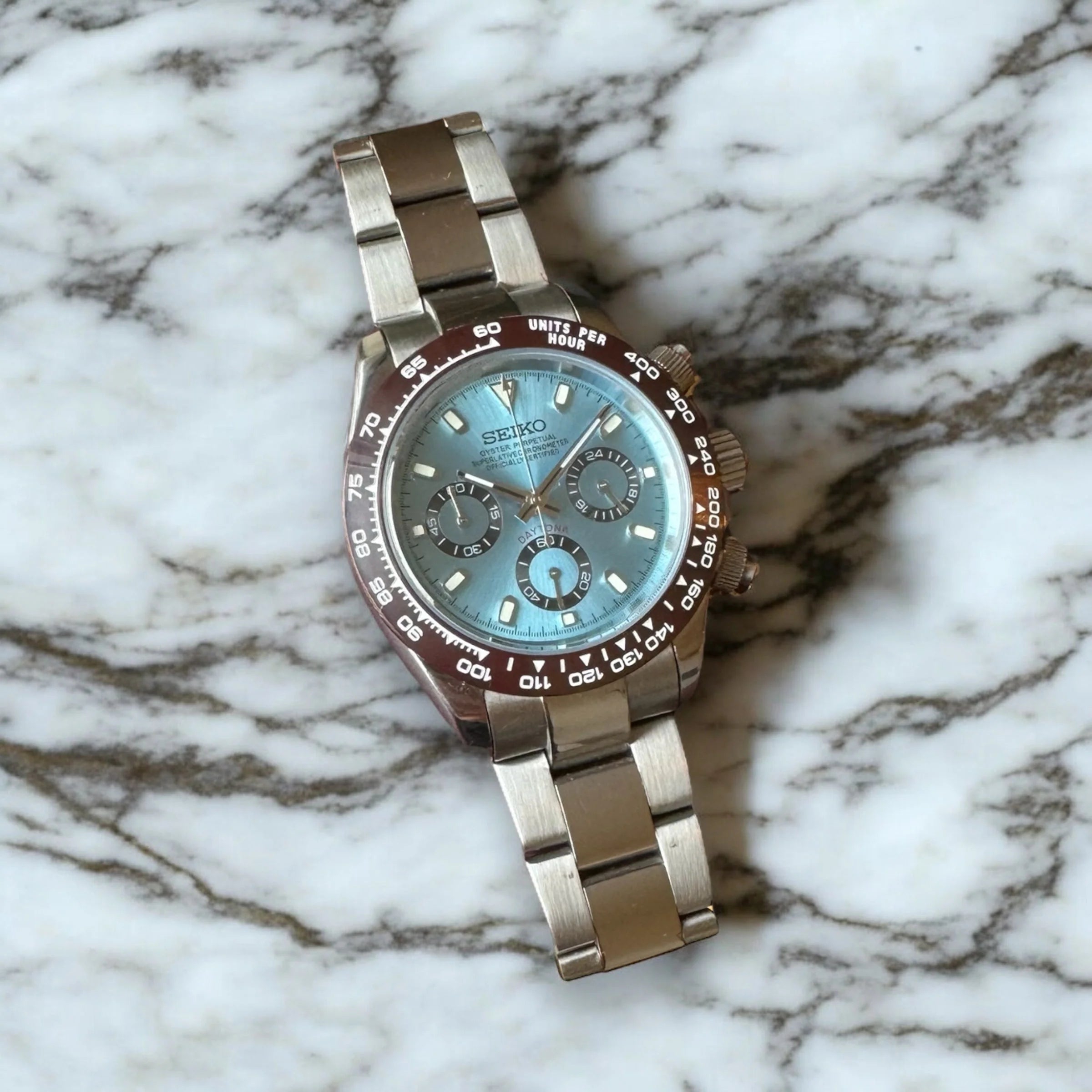 Seiko Daytona Platona Homage Chronograph – Steel Dial, VK63, 40mm
