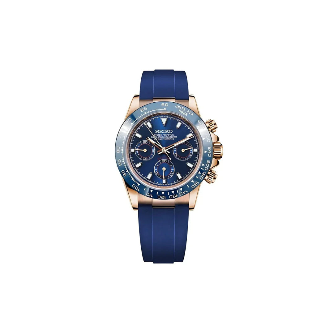 Blue Oyster-flex Daytona Seiko Mod 40