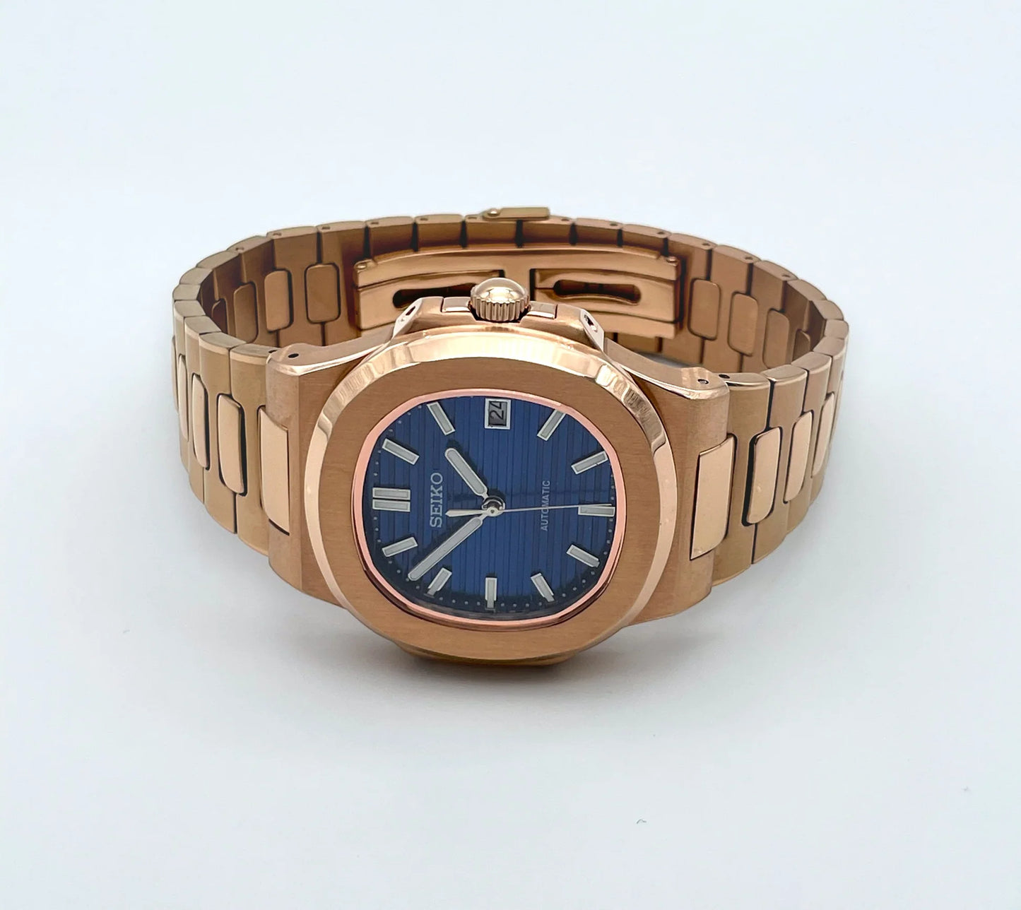Seiko Nautilus Mod ‘Rose Gold Blue Dial’ 40