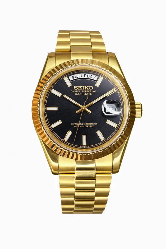 Seiko Day-Date Mod ‘Gold Black Dial’ 39