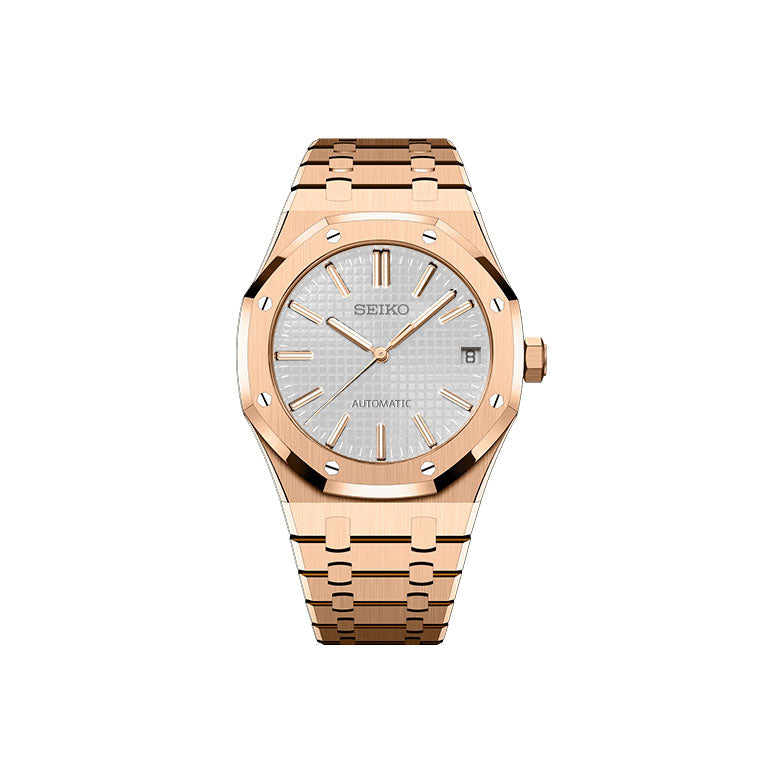 Seiko Royal Oak Mod ‘Rose Gold White Dial’ 41