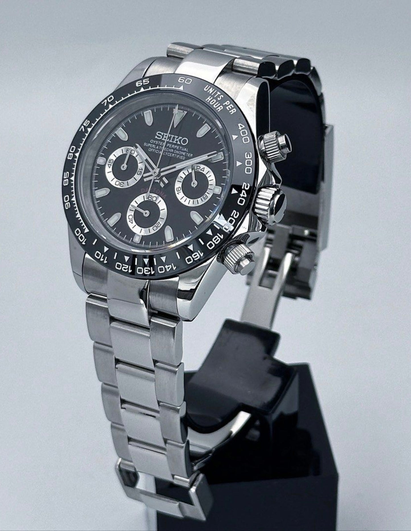 Seiko Daytona Steel Black Dial 40