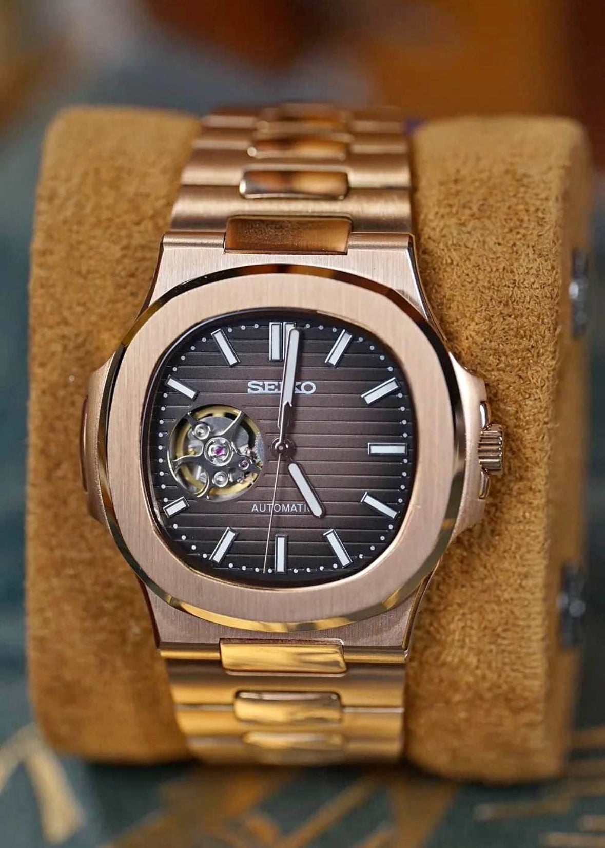 Rose Gold Nautilus “Seikonaut” Open Heart 40