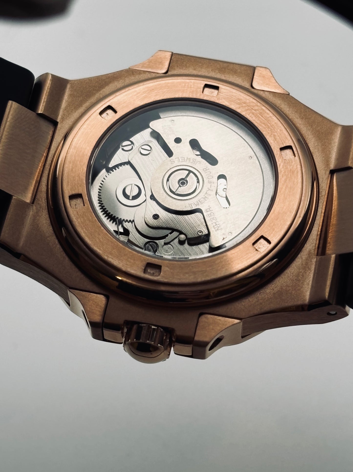 Rose Gold Seiko Nautilus Mod Rubber Strap 40