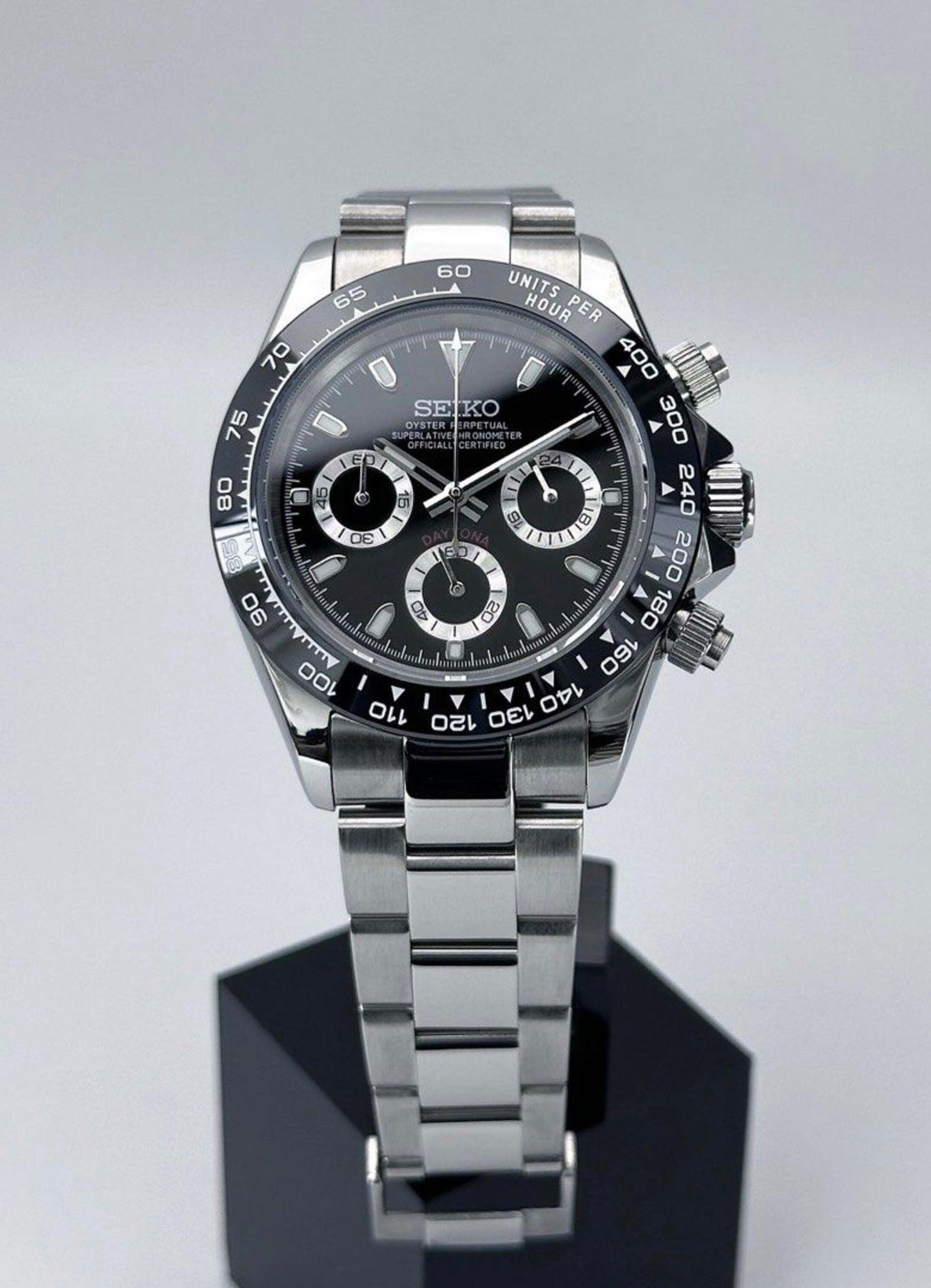 Seiko Daytona Steel Black Dial 40