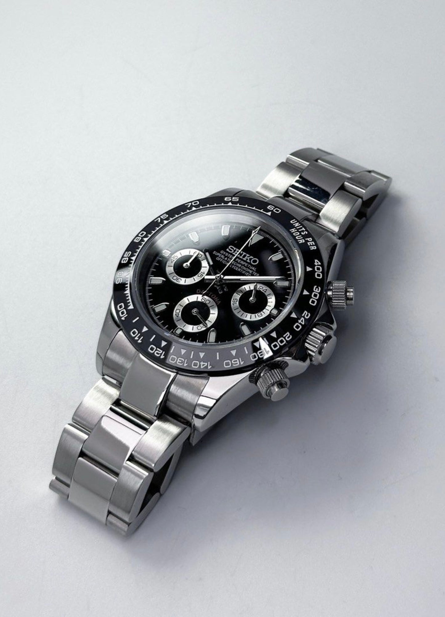 Seiko Daytona Steel Black Dial 40