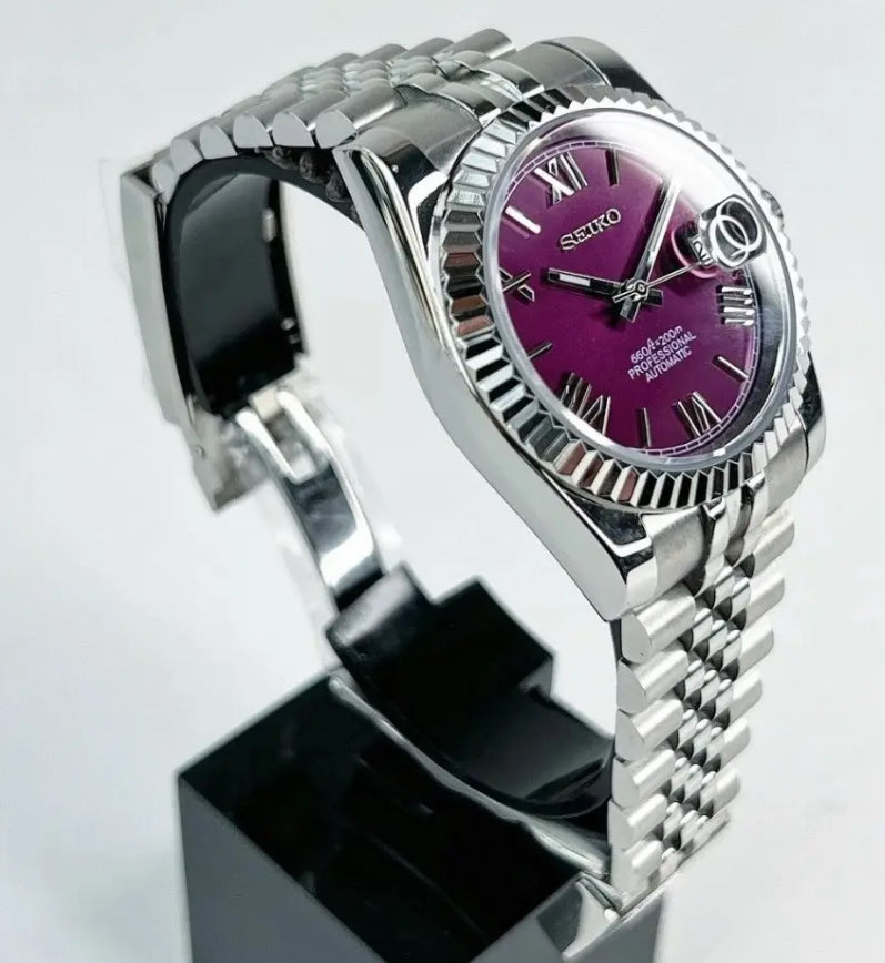 Burgundy Dial Seiko Datejust Mod 36/39