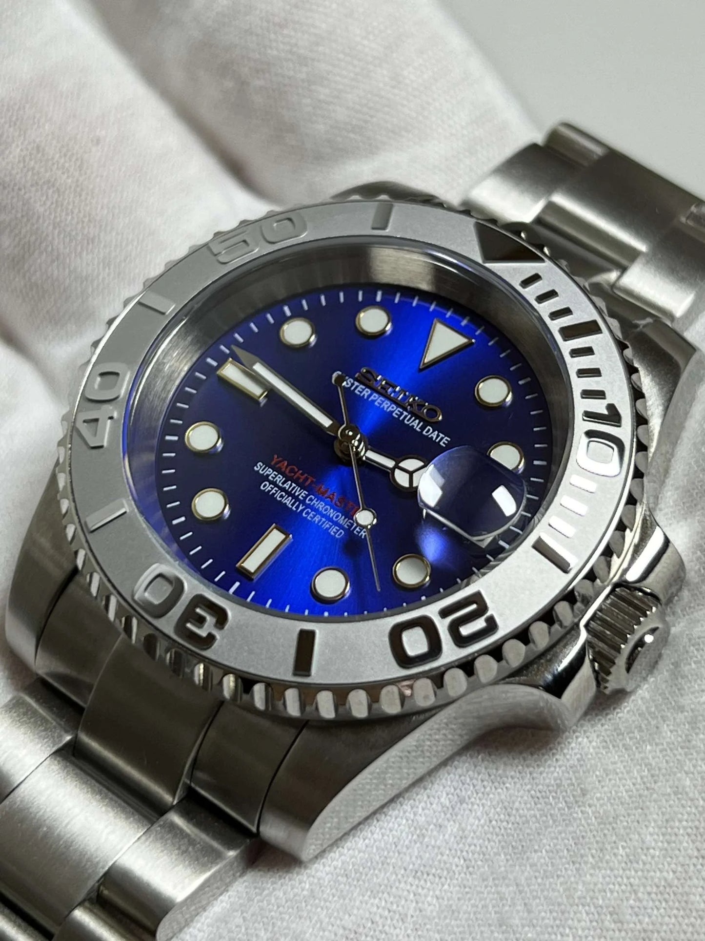 Seiko Steel Yachtmaster Blue Dial Mod