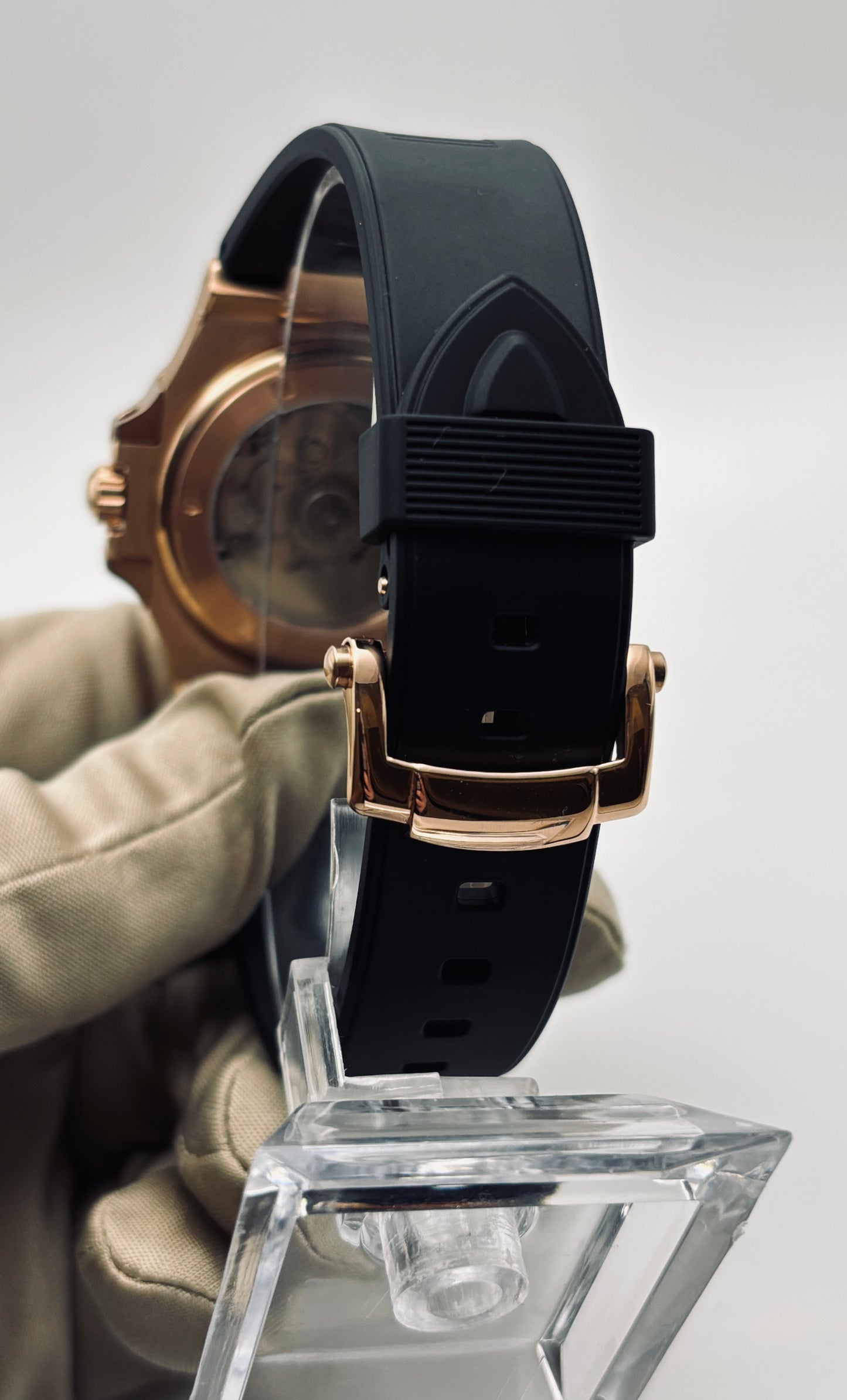Rose Gold Seiko Nautilus Mod Rubber Strap 40
