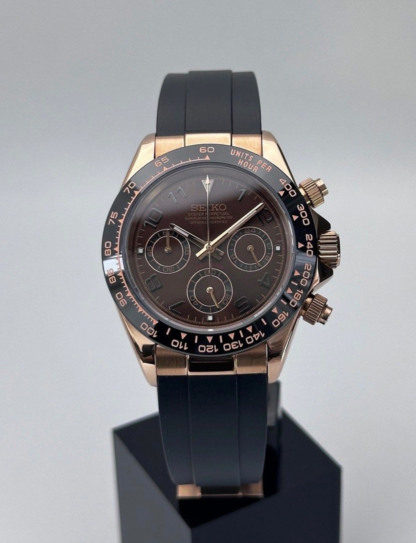 Seiko Daytona Mod ‘Rose Gold Chocolate’ Oyster-flex 40