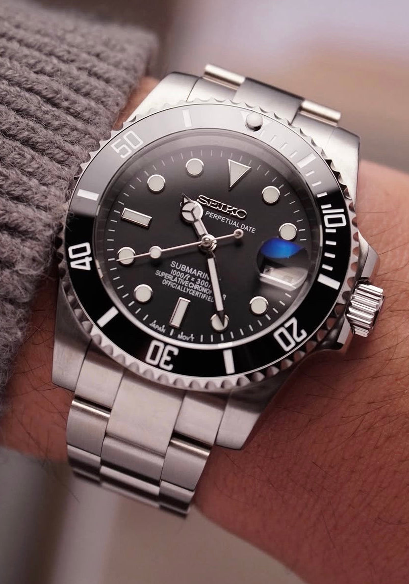 MOD　SUBMARINER　Ref.5513　オマージュ　NH35　自動巻 Seiko Submariner Homage Watch – Black Steel, NH35, 300m WR, 40mm