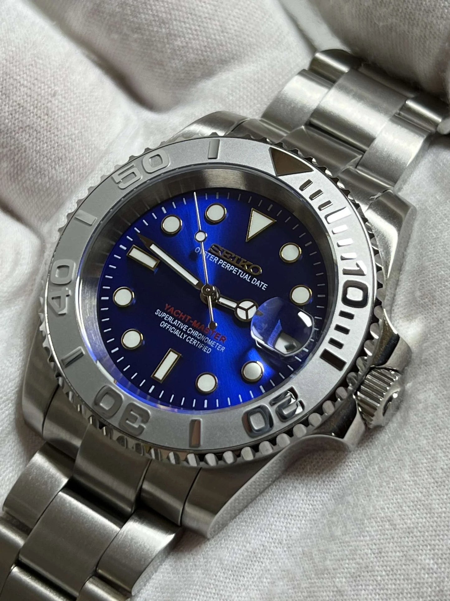 Seiko Steel Yachtmaster Blue Dial Mod