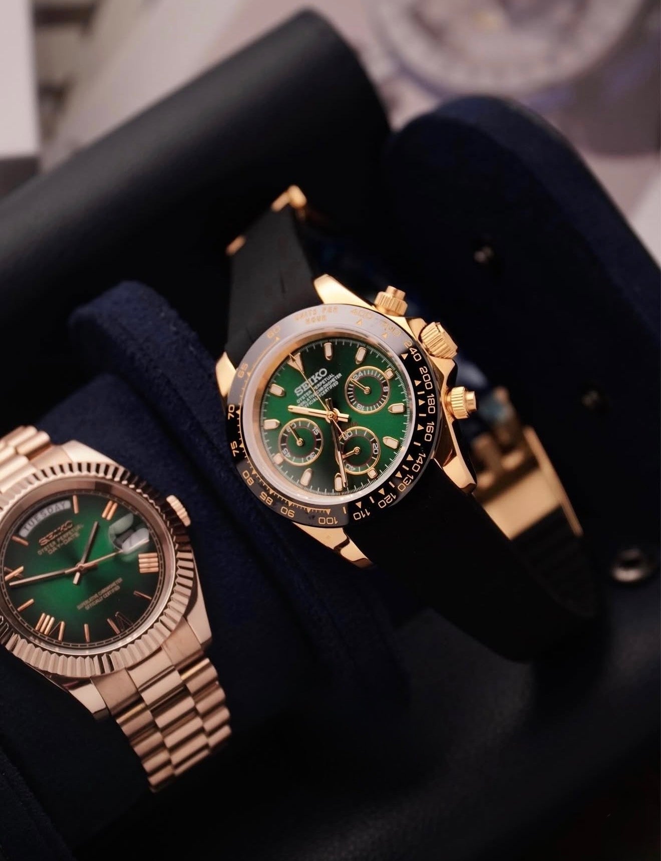 Seiko Daytona Mod ‘Gold Green Dial/Black Strap’ 40