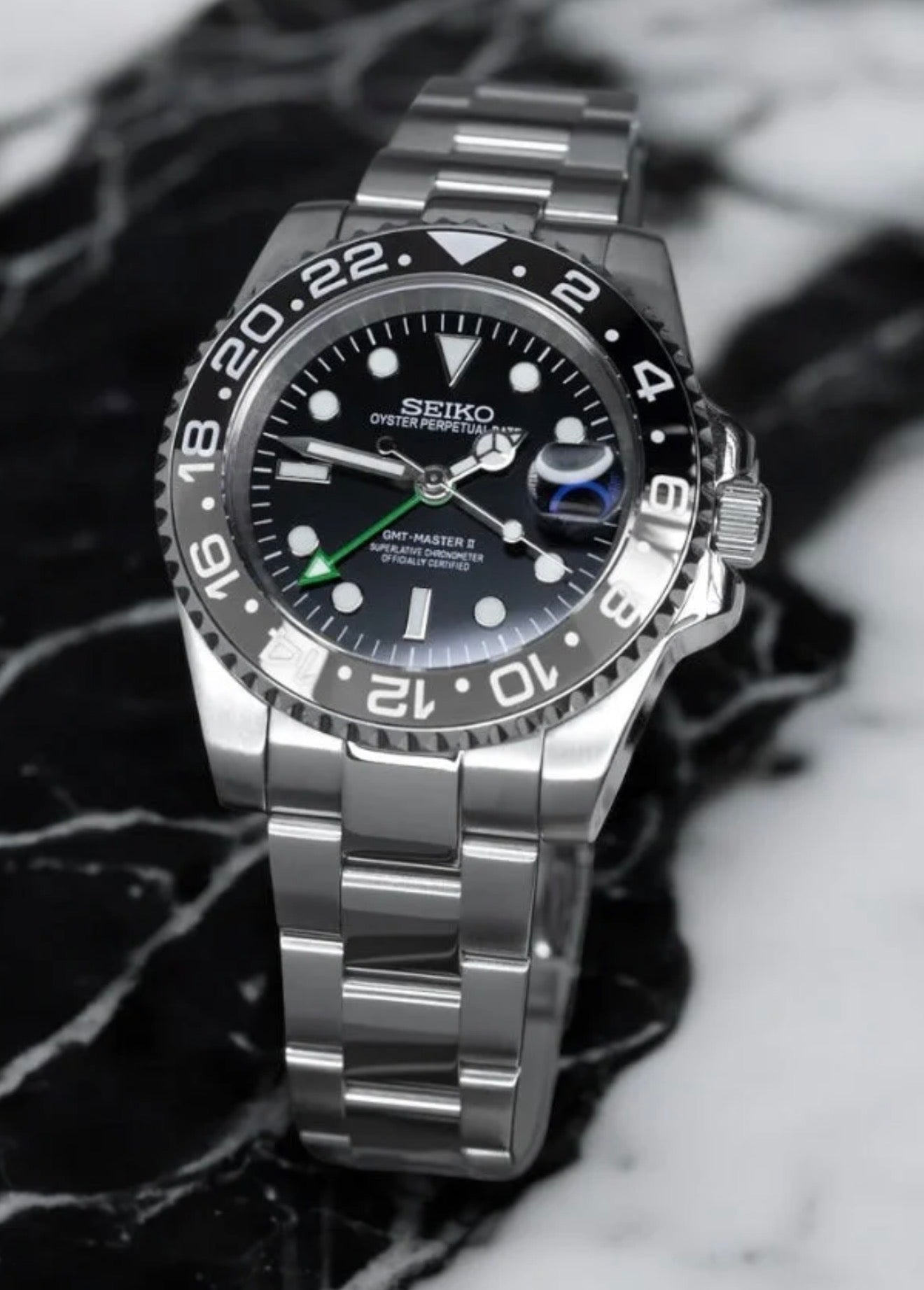 Seiko GMT- Master II Mod ‘Bruce Wayne’ 40 (Oyster Bracelet)
