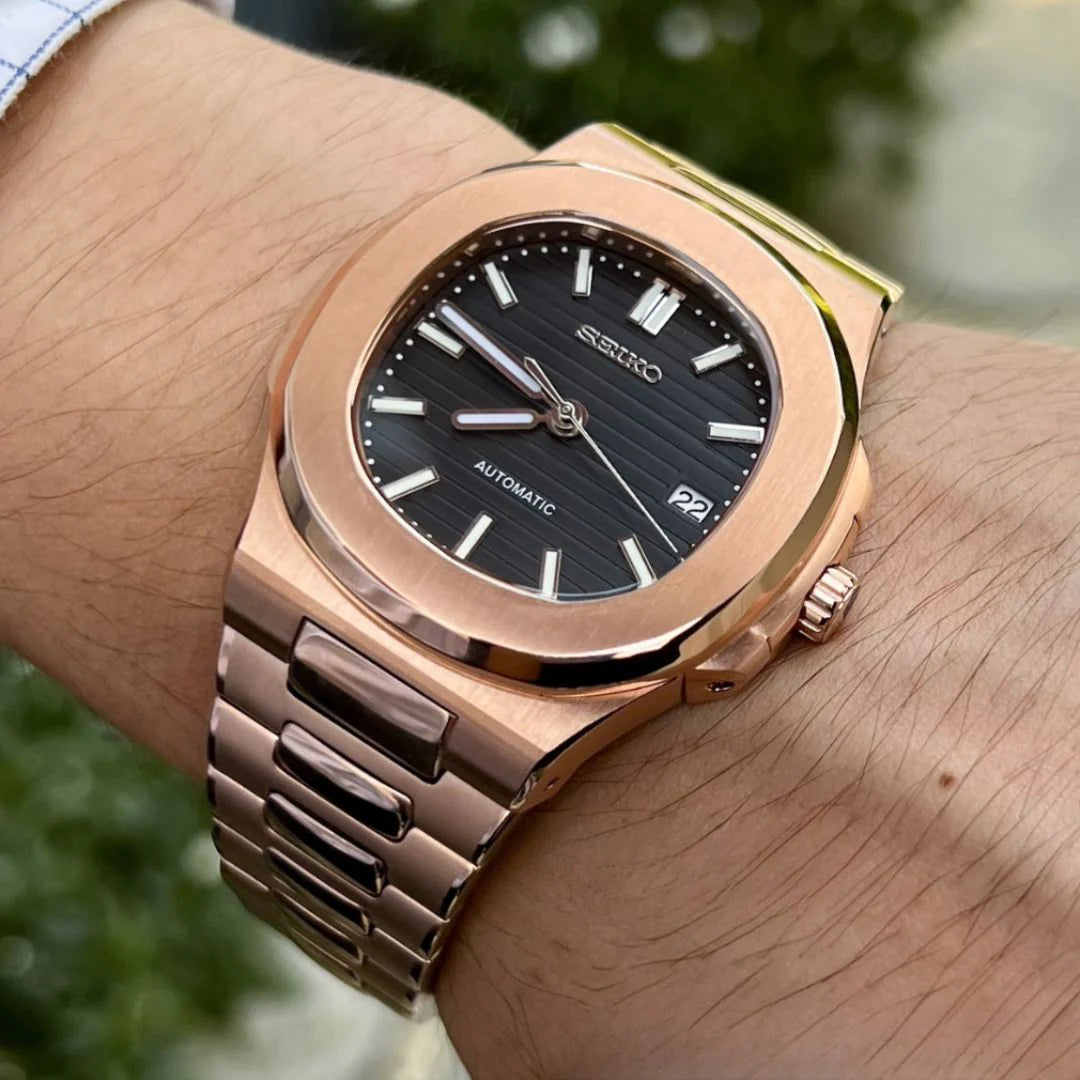 Seiko Nautilus Mod 'Rose Gold Black Dial' 40 – NH35 Mod Watch Shop