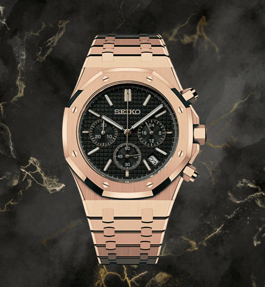 Seiko Royal Oak Mod ‘Rose Gold Black Chrono’ 42