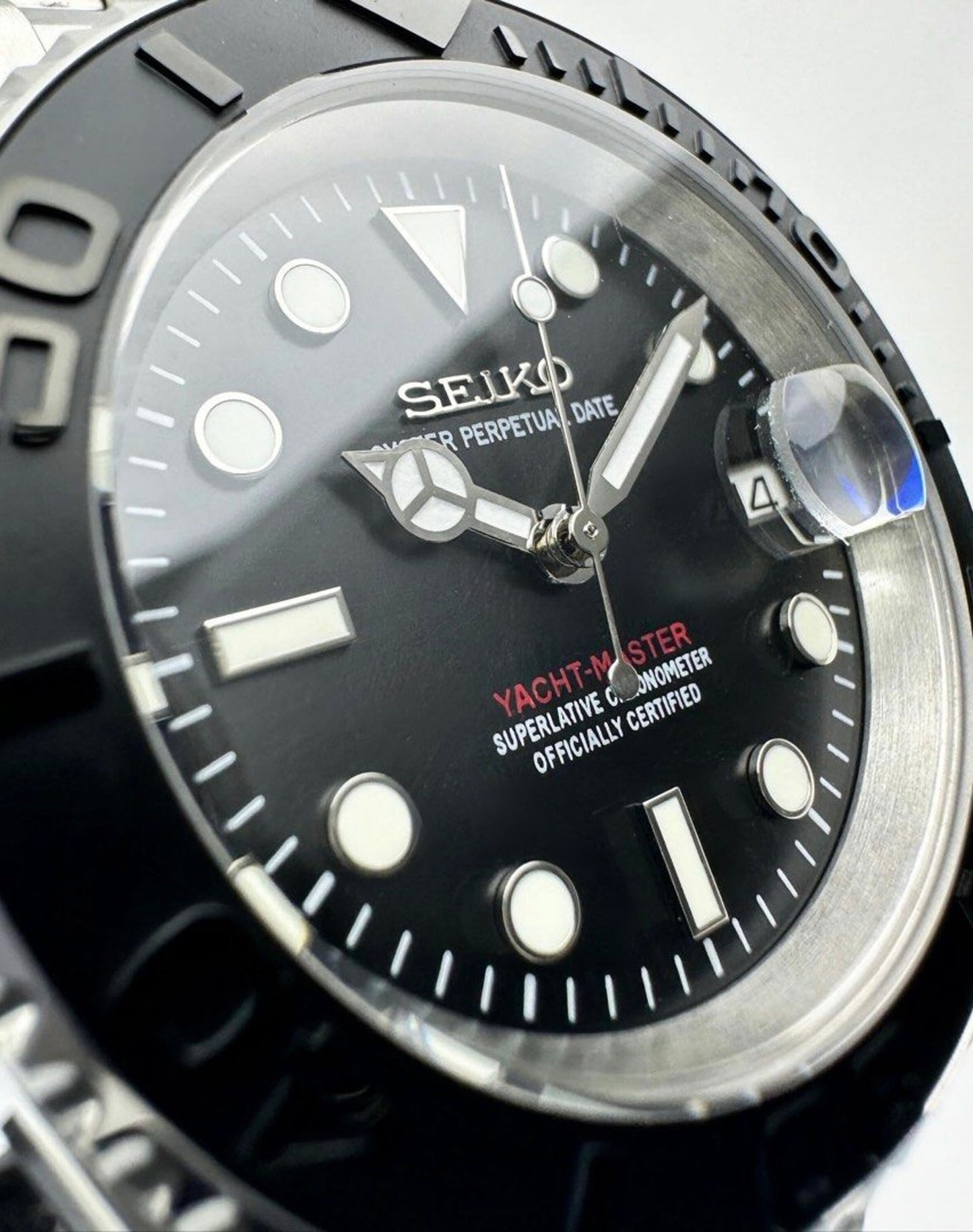Seiko Steel Yachtmaster Black Dial& Bezel