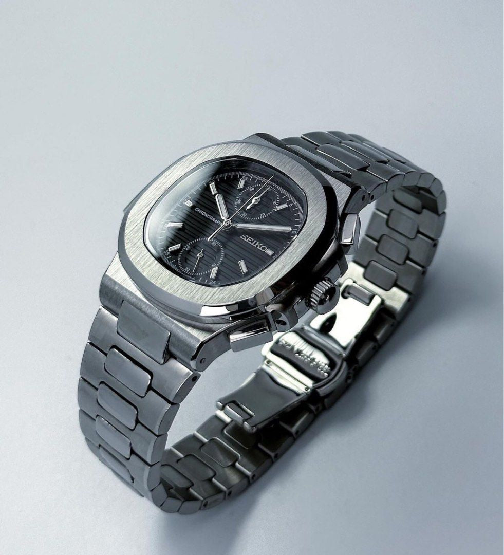 Seiko Nautilus Mod ‘Steel Chronograph Black Dial’ 40