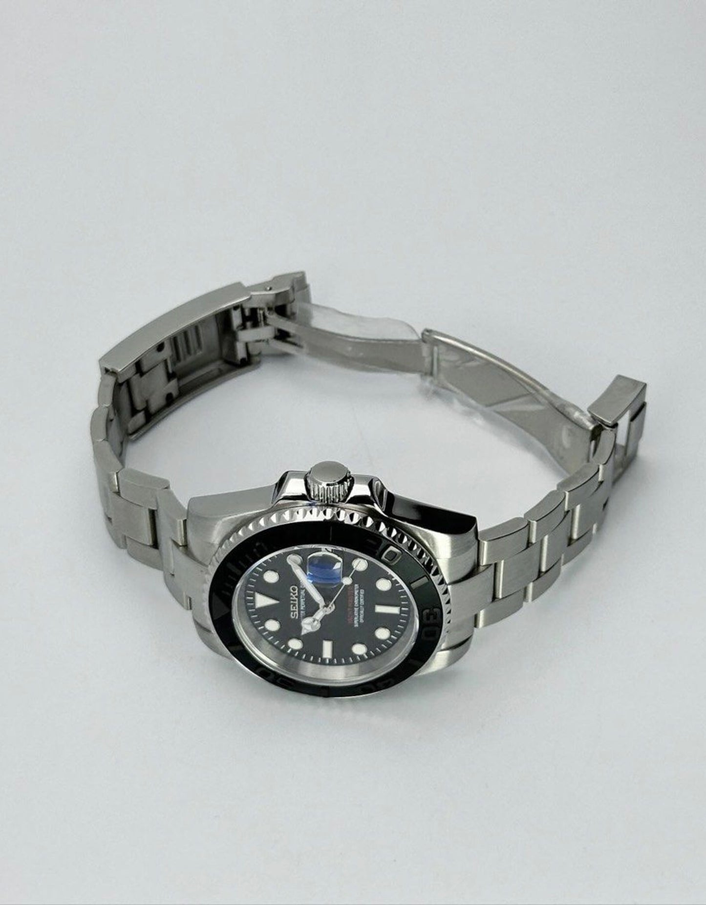 Seiko Steel Yachtmaster Black Dial& Bezel