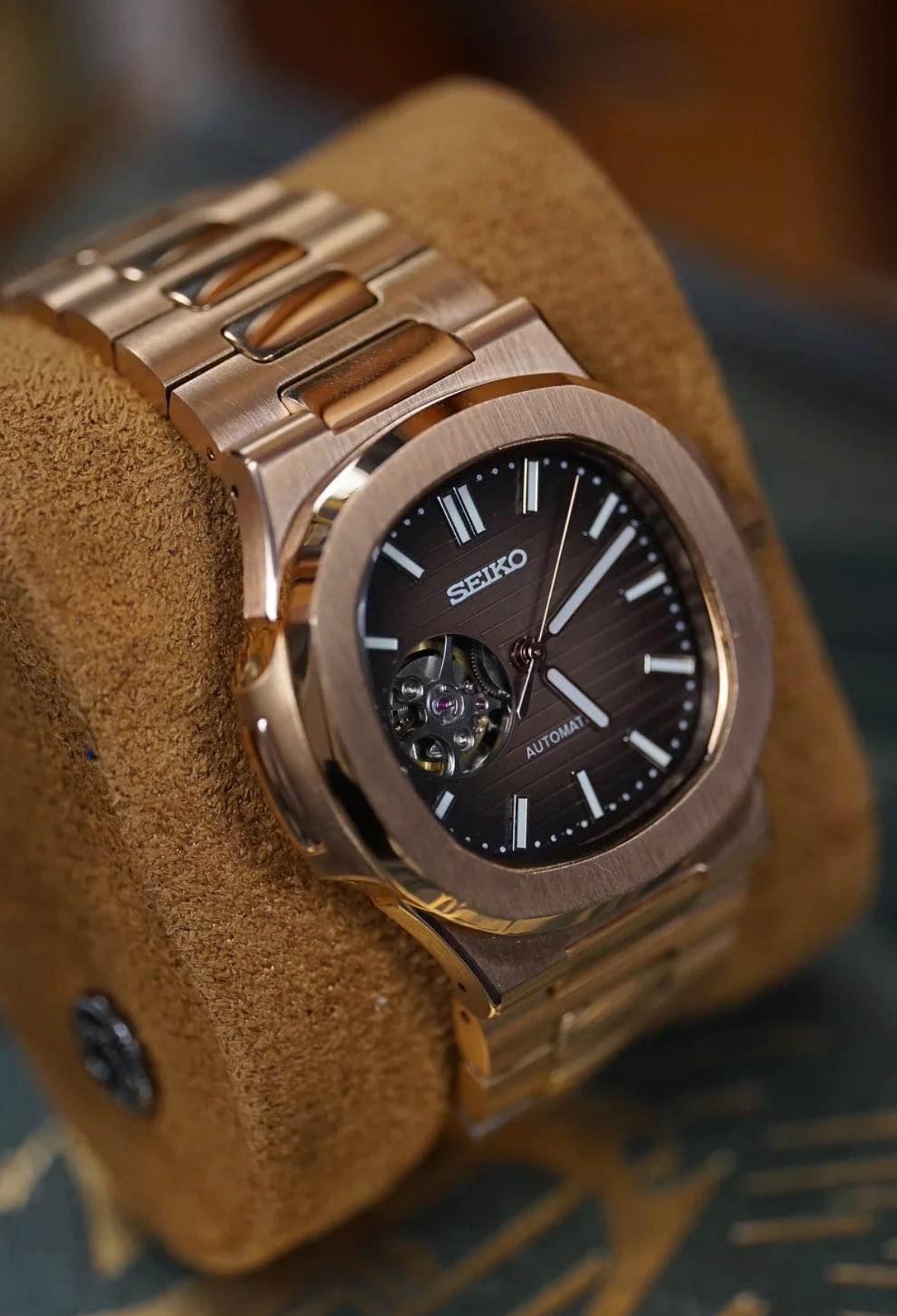 Rose Gold Nautilus “Seikonaut” Open Heart 40