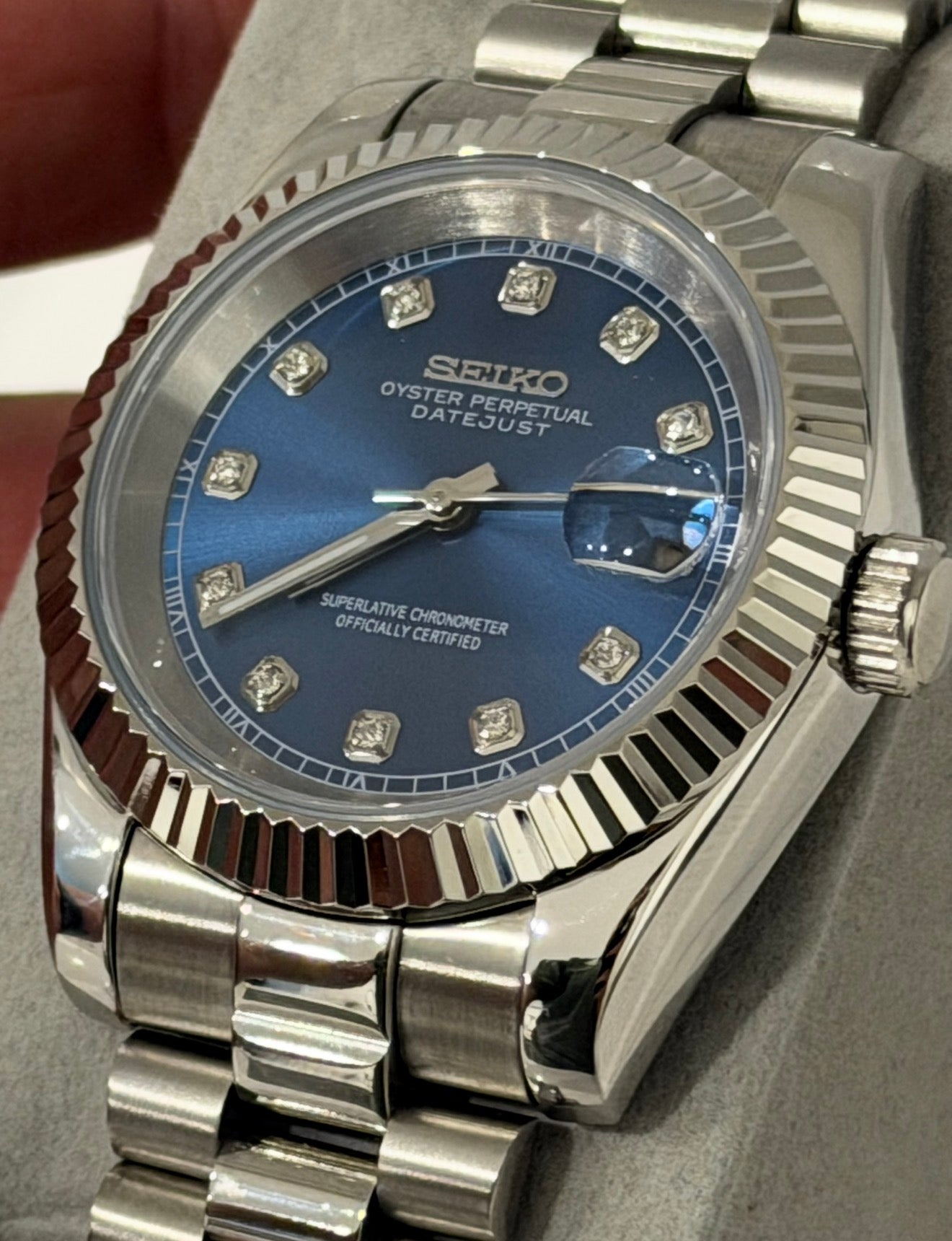Seiko Date-just Mod ‘Blue Diamond Dial’ 36/39