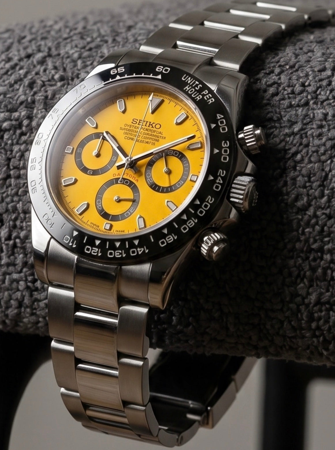 Seiko Daytona Mod ‘Steel/ Yellow Dial’ 40