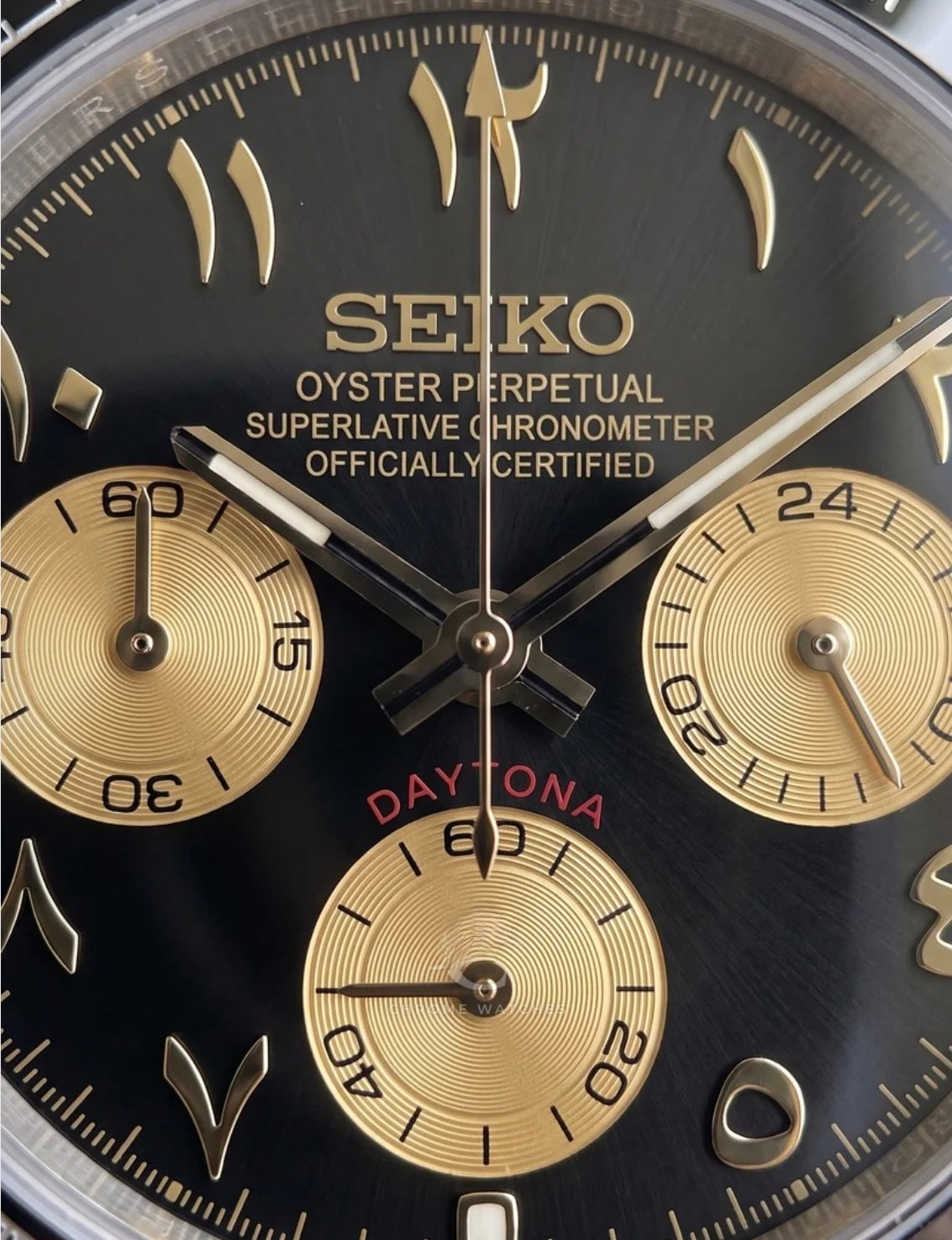Seiko Daytona Mod Gold’ Black Arabic Dial/ Gold Sub-dials’ 40