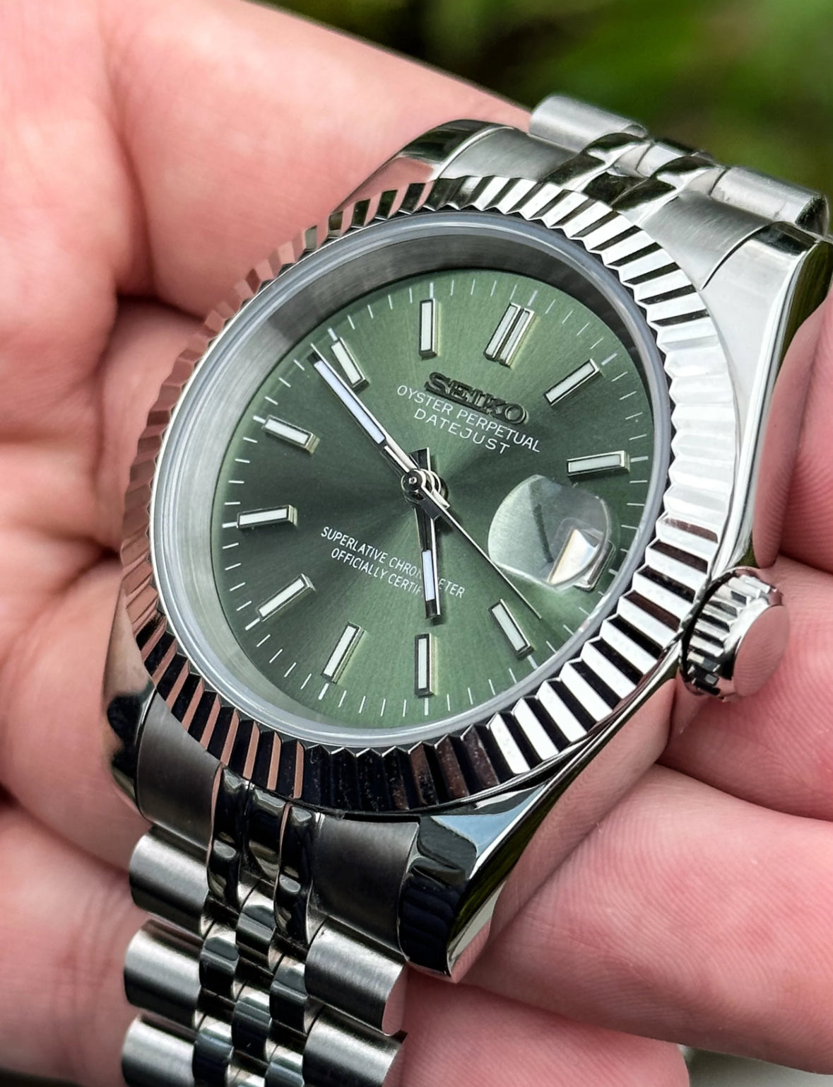 Seiko Datejust Olive Green Dial Mod 36/39