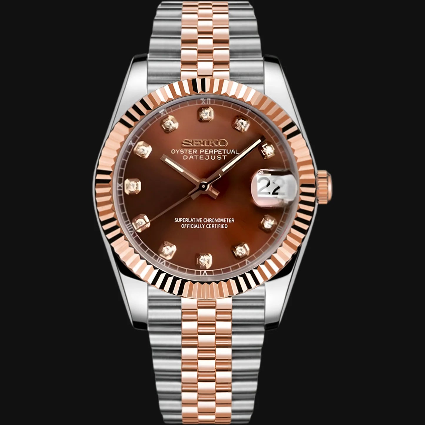 Ladies Seiko date-just Mod chocolate diamond dial 31mm