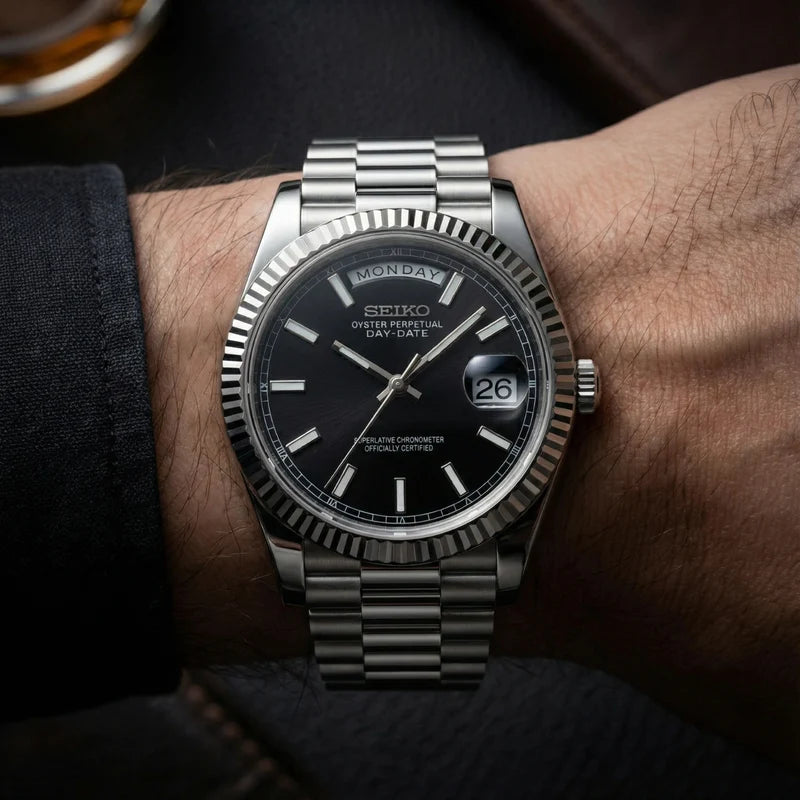 Seiko Day-date Mod ‘Black Stick Dial’ 39