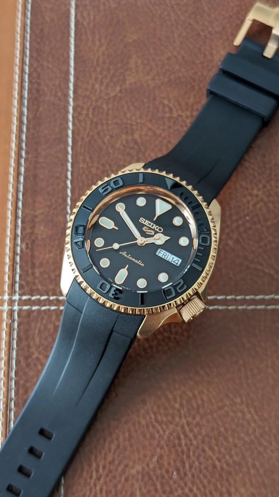 Seiko SKX Diver Rose Gold Rubber Strap