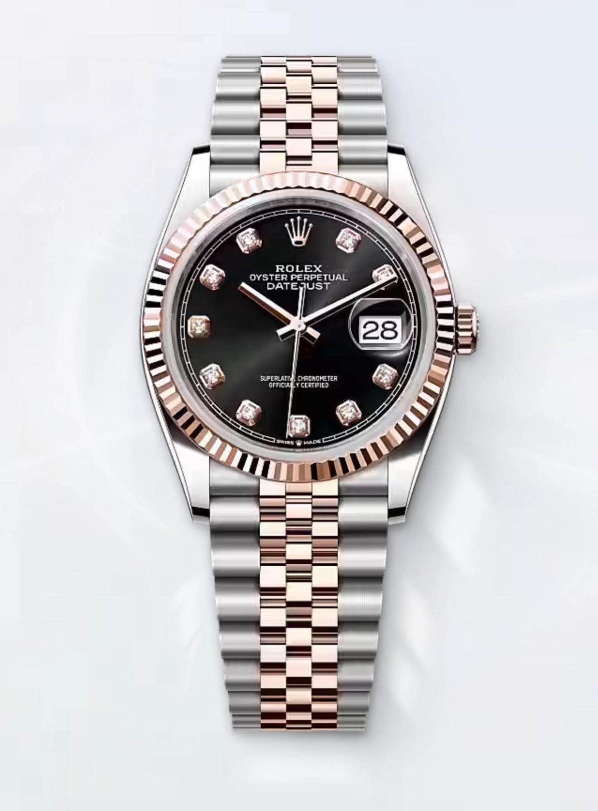 Custom R Date-just Rose Gold ‘Two-tone Black Dial’ 36mm