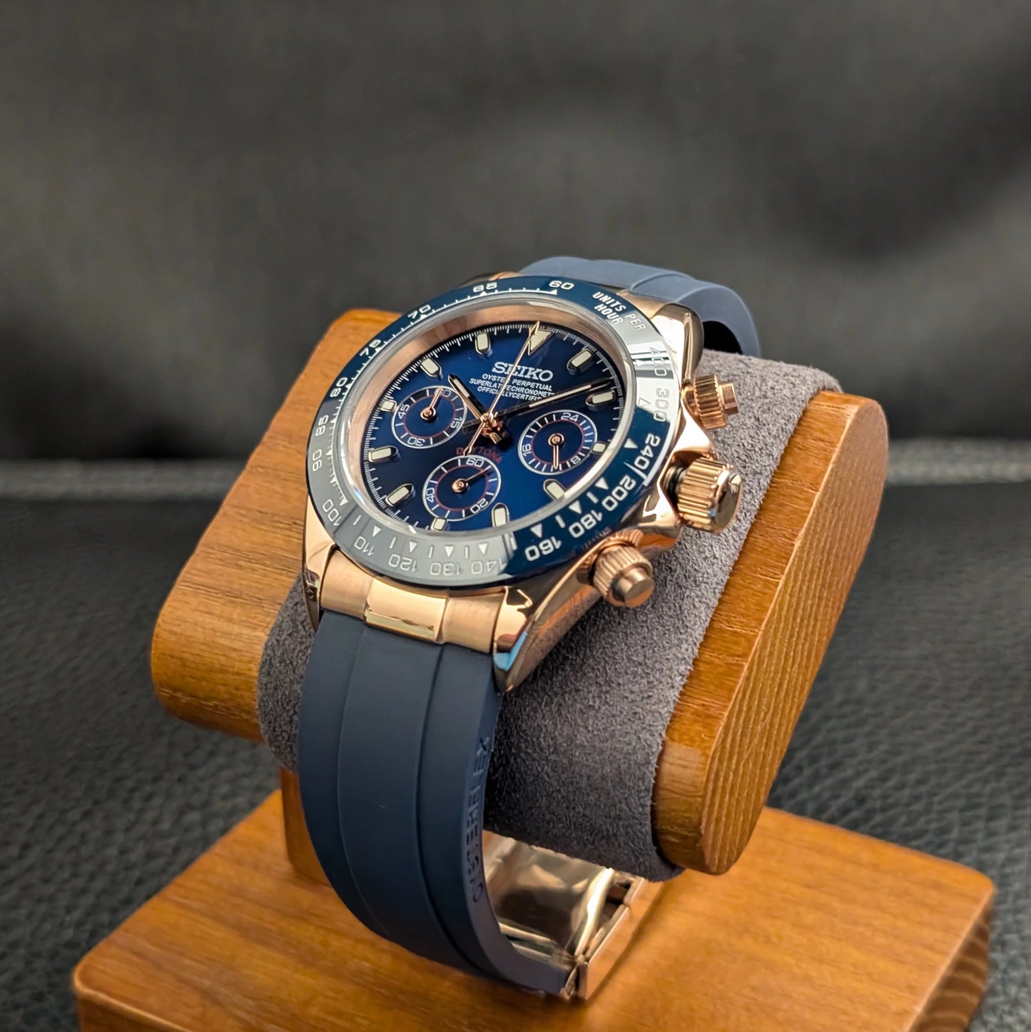 Blue Oyster-flex Daytona Seiko Mod 40