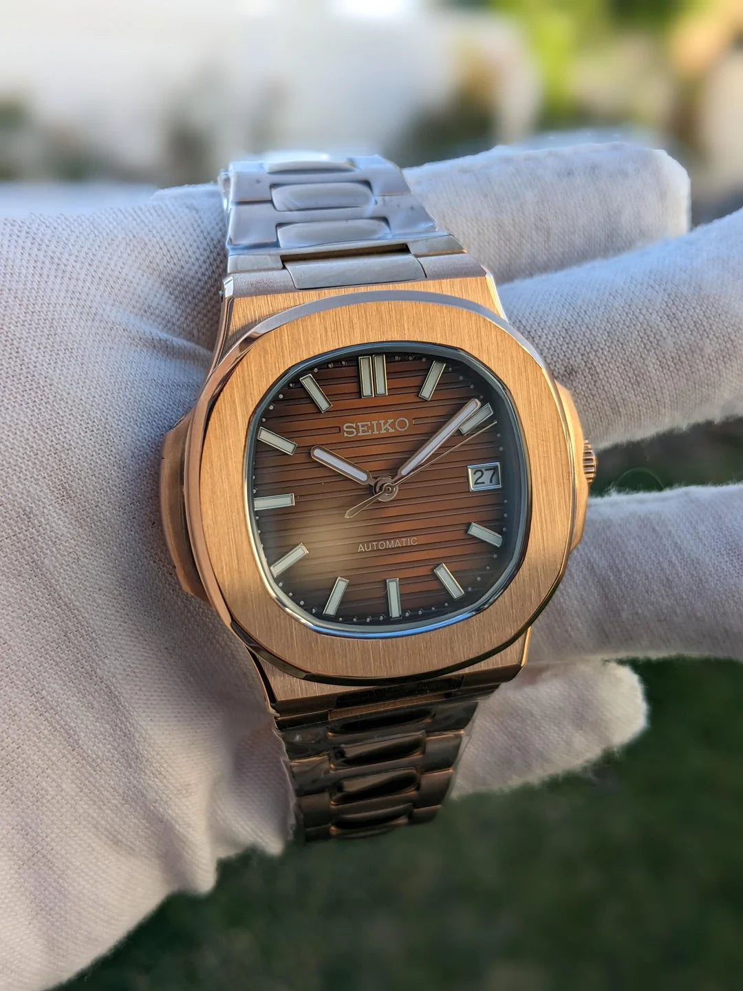 Seiko Nautilus Mod 'Chocolate Dial Rose Gold' 40mm – NH35 Mod