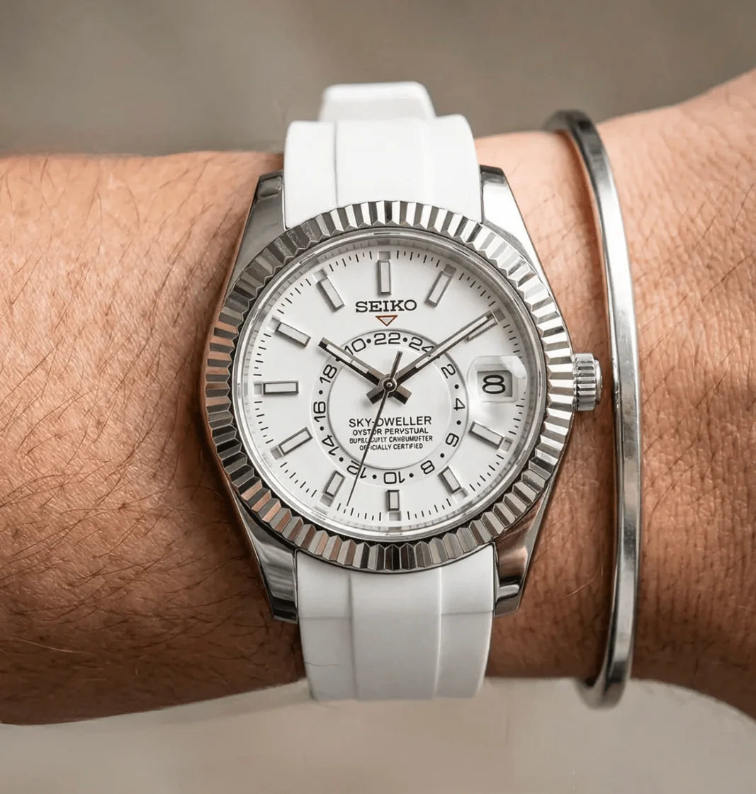 Seiko Sky-Dweller Mod ‘White Dial/ White FKM Rubber Strap’