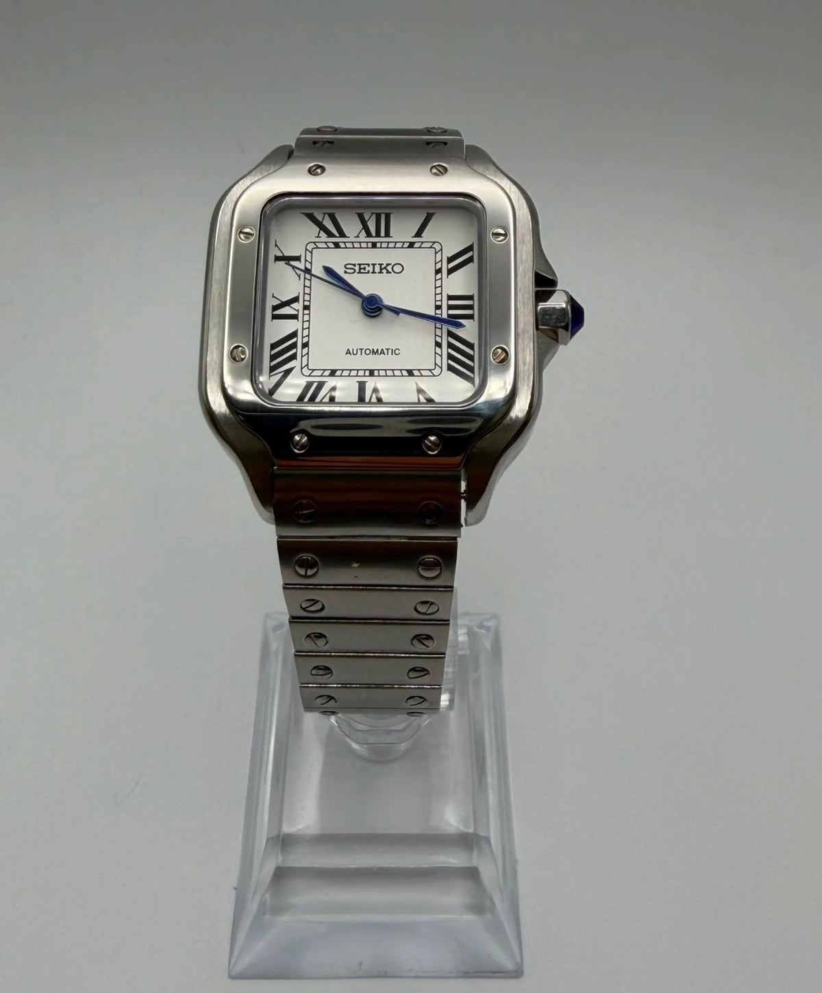 Custom Seiko Santos Mod ‘White Dial’ 34mm + 2 leather straps