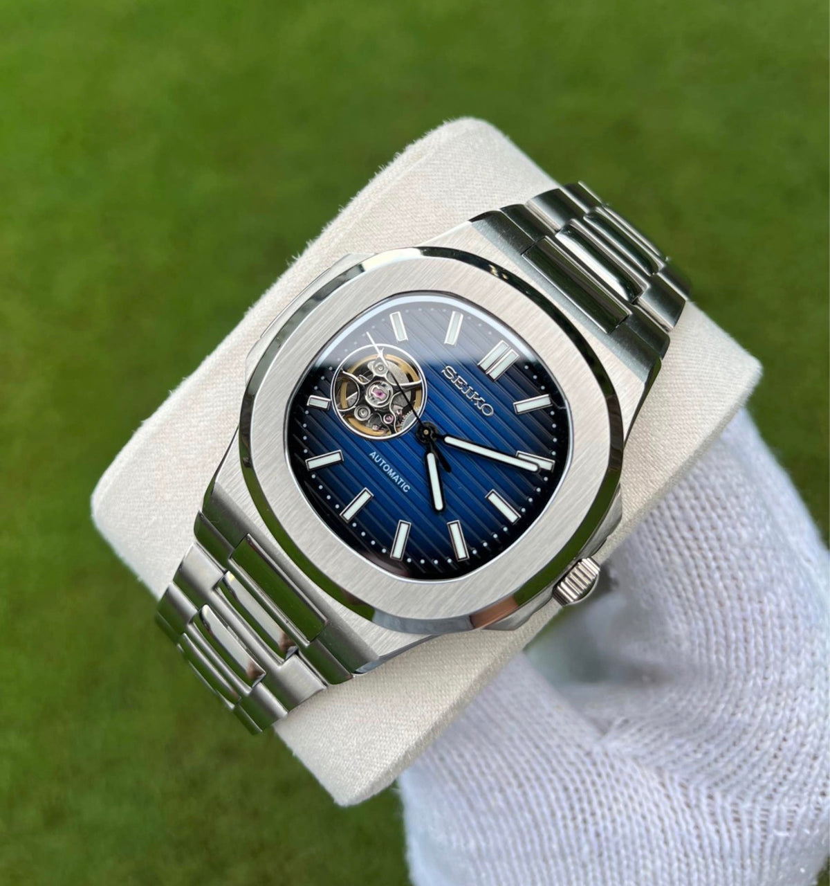 Seiko Nautilus Mod ‘Open Heart Blue Dial’ 40